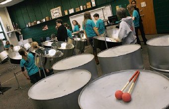 York County School of the Arts students learn to play steel drums