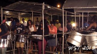 Pantonic Steel Orchestra during their recording session, part of Basement Recordings' Panyard series