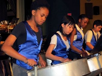 Winona Drive Public School students perform during the 25th anniversary of the Toronto District School Board's Panfest, on Thursday at the Bickford Centre.