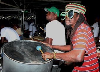 This La Creole Pan Groove bass player wore some interesting eyewear during his bands rendition of Ian Bunji Garlin Alvarezs Carnival Tabanca at the Northern Region Single Pan Panorama preliminaries at the Queens Park Savannah, Port-of-Spain, on Saturday.