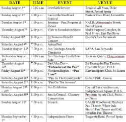 Events for Steelband Month of August