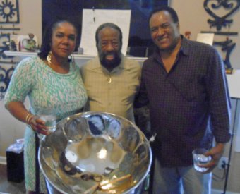 Steelpan legend Robert Greenidge, at right - with event organizers Lynette "The Priestess" Rocke (left) and Don Clarke of Atlanta, Georgia (center)