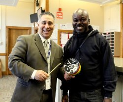 Principal Armando Ramirez with Vernon Henry
