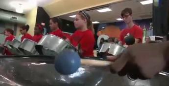 Junior steelpan players in the Cayman Islands