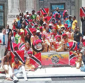 St Margaret's Youth Steel Orchestra with their little brothers from the St Margaret's Boys AC School at the Music USA Festival, Universal Studio, Orlando. Here, the young musicians are accompanied by their supportive parents, with the entire contingent displaying their Trinbago pride.