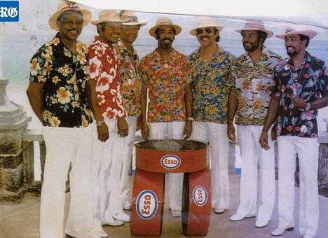 Crowd pleasers: an album back cover, which also marked the Esso Steel Bands first self-produced album, circa 1972. The albums title was Front Street