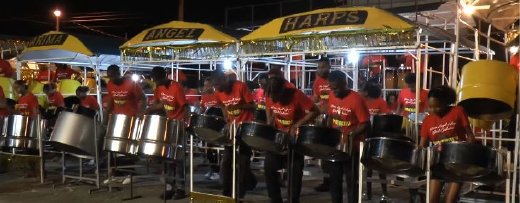 Arima Angel Harps Steel Orchestra performs in its Panorama 2020 panyard preliminary, Eastern region