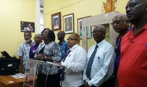 Pan Trinbago president Beverley Ramsey-Moore (third from left), with senior members of her organization at the January 9 press briefing