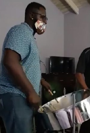 Director of Culture and ace panist Khan Cordice on pan, honouring the Mighty Swallow