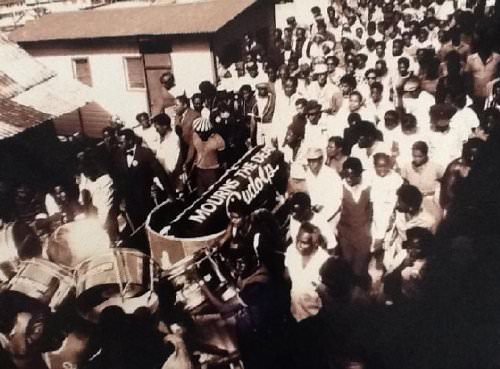 The funeral of Desperadoes' Rudolph Charles - photo courtesy of David Rudder