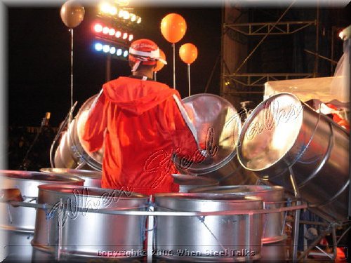 The late great Frank “Crawl” Findley - D'Radoes Steel Orchestra - on Nine-bass