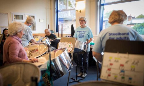 Janice Turley runs the steel band for the visually and hearing impaired in Stockport every Tuesday
