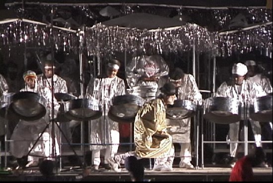 Pantonic Steel Orchestra with arranger Clive Bradley on stage at the 2001 New York Panorama competition
