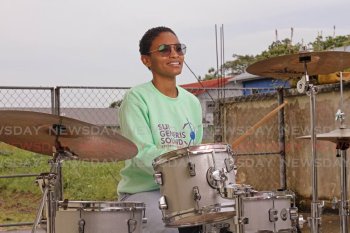 Quianna Mahabir played the drums at the concert Joy Cometh in the Morning