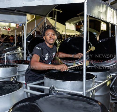 The NGC Steel Explosion Steel Orchestra player performs at Buccoo Integrated Facility. Carnicopia’s Carnival week-long cultural activities will feature traditional and conventional mas, J’Ouvert, pan and calypso