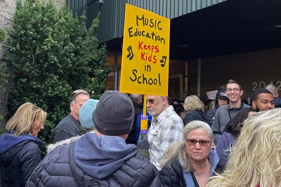 Hundreds of parents and students recently protested cuts in arts and special education programs at the Edmonds School District board meeting. The district has to cut its budget by almost $12 million.