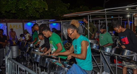 Metro Steel Orchestra at its panyard recording session
