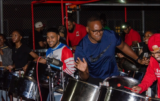 Steel Sensation at its panyard recording session