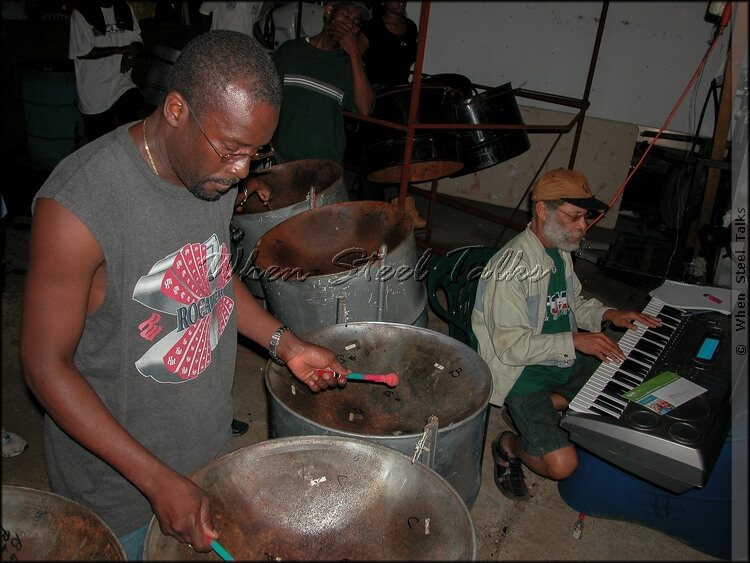 Band captain Keith Roberts, left, with the late Clive Bradley on keyboards