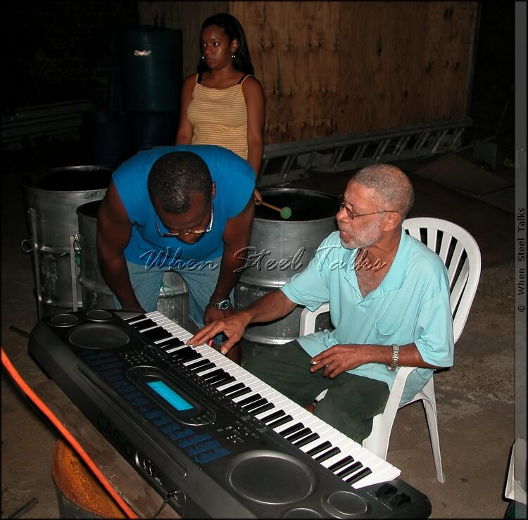 Band captain Keith Roberts, left, with the late Clive Bradley on keyboards