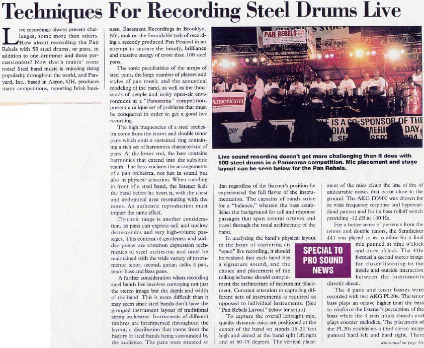 Techniques For Recording Steel Orchestras Live - 1