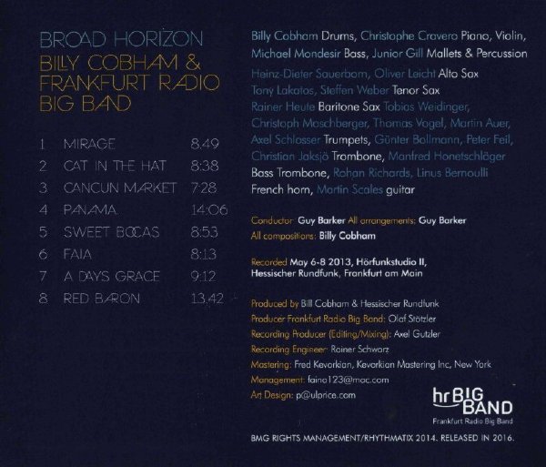 Listing and credits for Billy Cobham's CD "Broad Horizon"