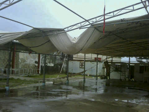 Mosaic's panyard showing the destruction after Tropical Storm Tomas