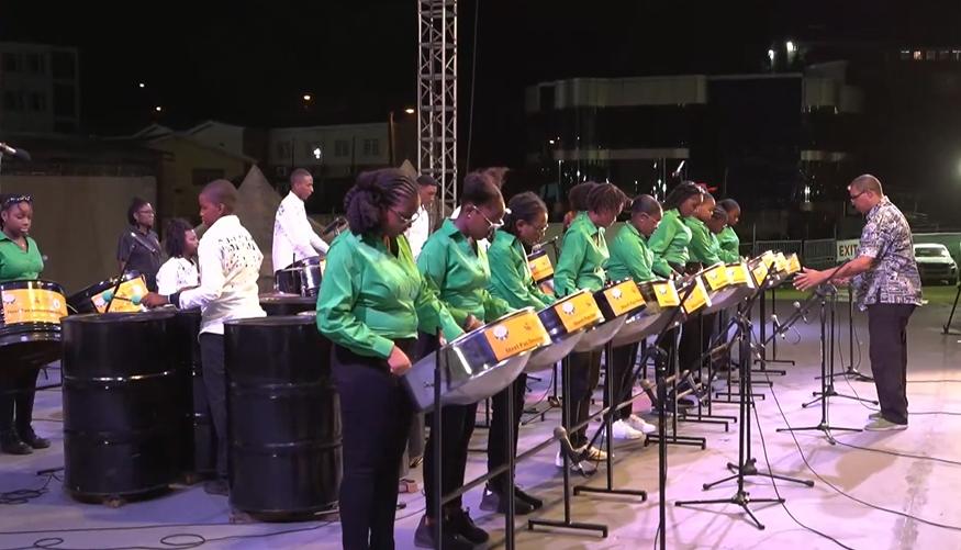 Players of the Steel Pan Development Programme open the 2023 St. Lucia Panorama