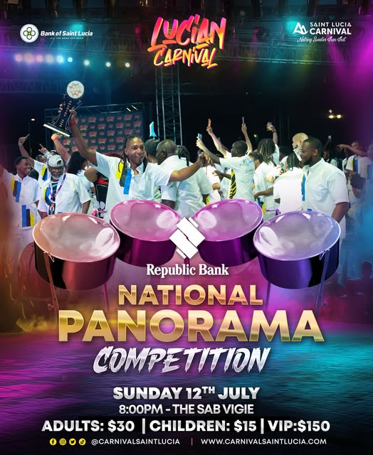 Saint Lucia 2026 Steelband Panorama competition flyer