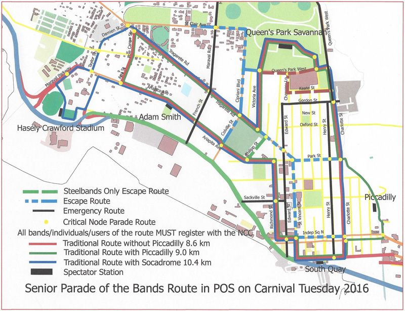 Carnival 2016 Route - Trinidad and Tobago