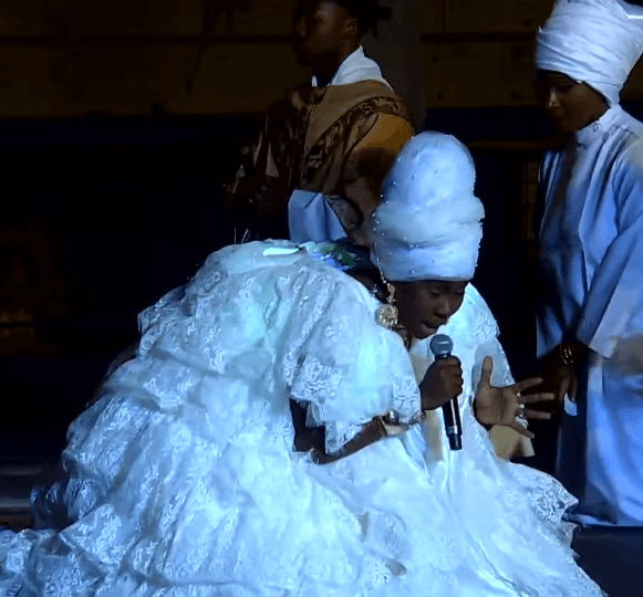 Terri Lyons in the throes of her winning performance of ‘Blessing’