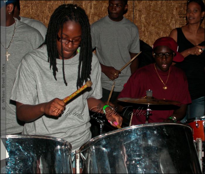 Tamika Alexander with Sesame Flyers - KJ Marcelle is on drums (right)